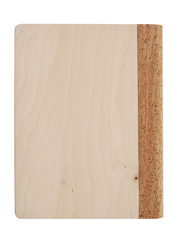 Rückansicht Holzstammbuch mit Kork