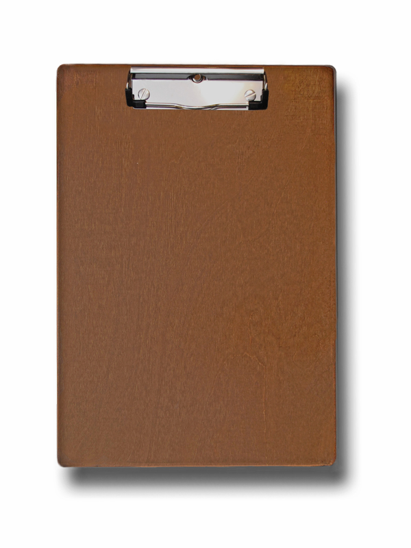 Klemmbrett Holz, A4, nussbraun dunkel, Drahtbügelklemme 115